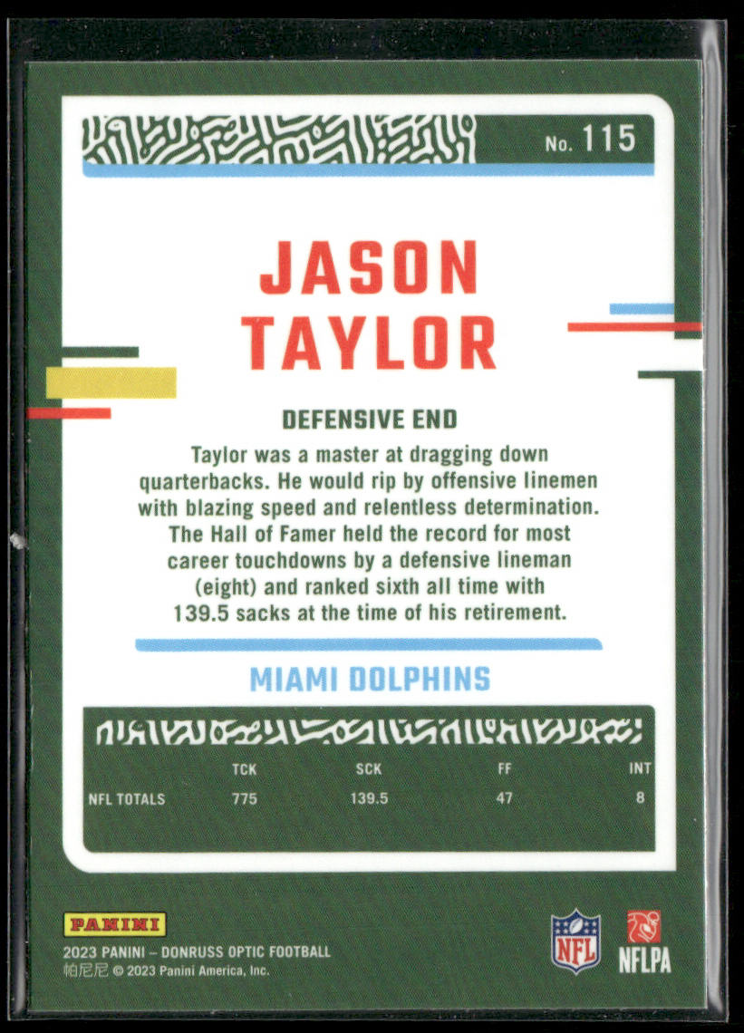 Jason Taylor 2023 Donruss Optic #115 Miami Dolphins