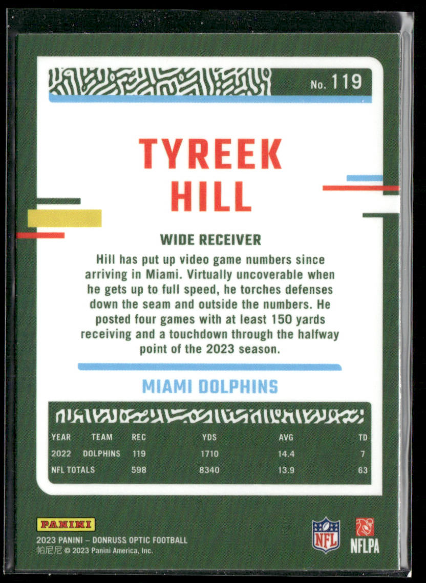 Tyreek Hill 2023 Donruss Optic #119 Miami Dolphins