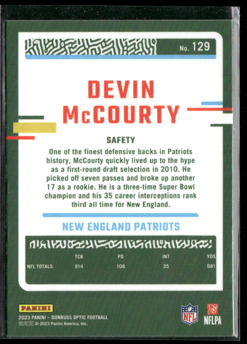 Devin McCourty 2023 Donruss Optic Blue #129 SN New England Patriots