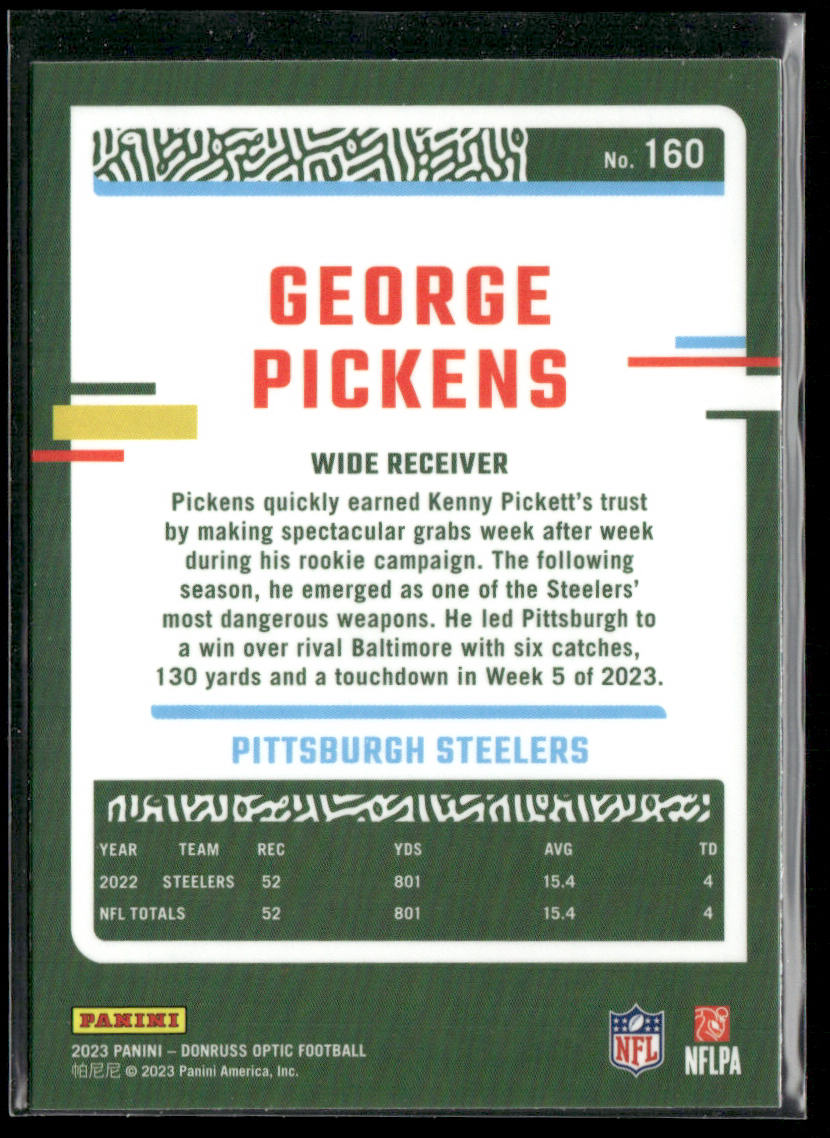 George Pickens 2023 Donruss Optic #160 Pittsburgh Steelers