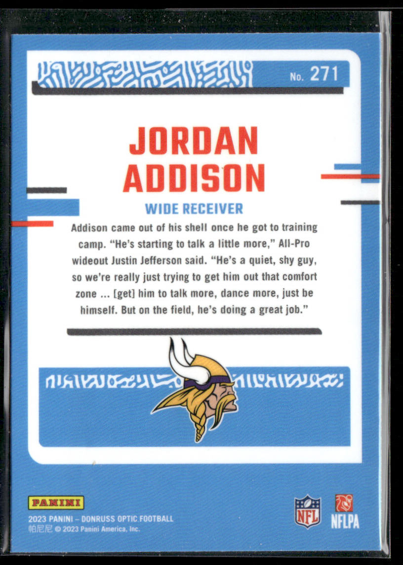 Jordan Addison 2023 Donruss Optic #271 RC Minnesota Vikings