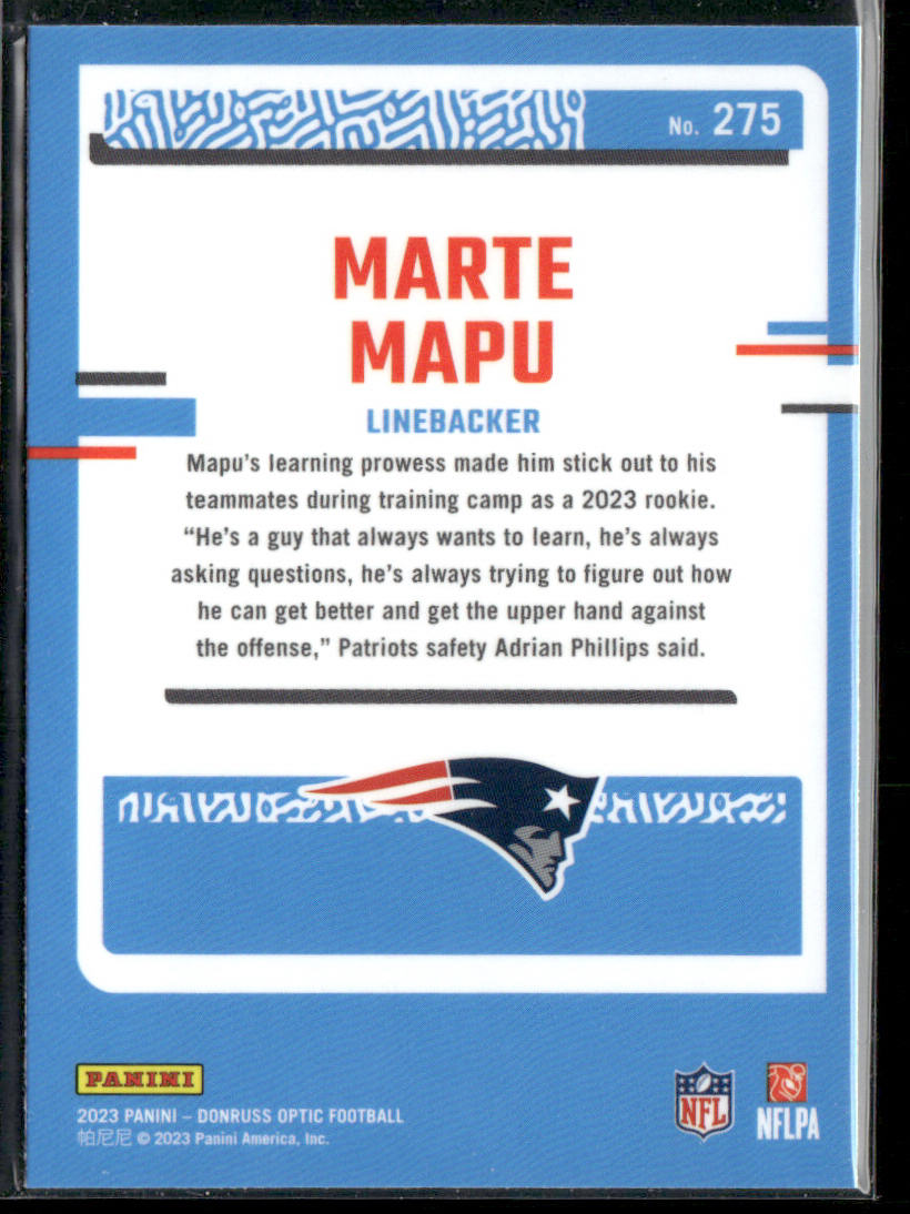 Marte Mapu 2023 Donruss Optic #275 RC New England Patriots