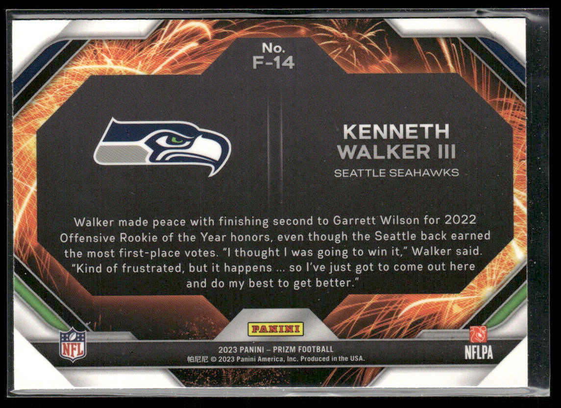 Kenneth Walker III 2023 Panini Prizm Fireworks #F-14 Seattle Seahawks