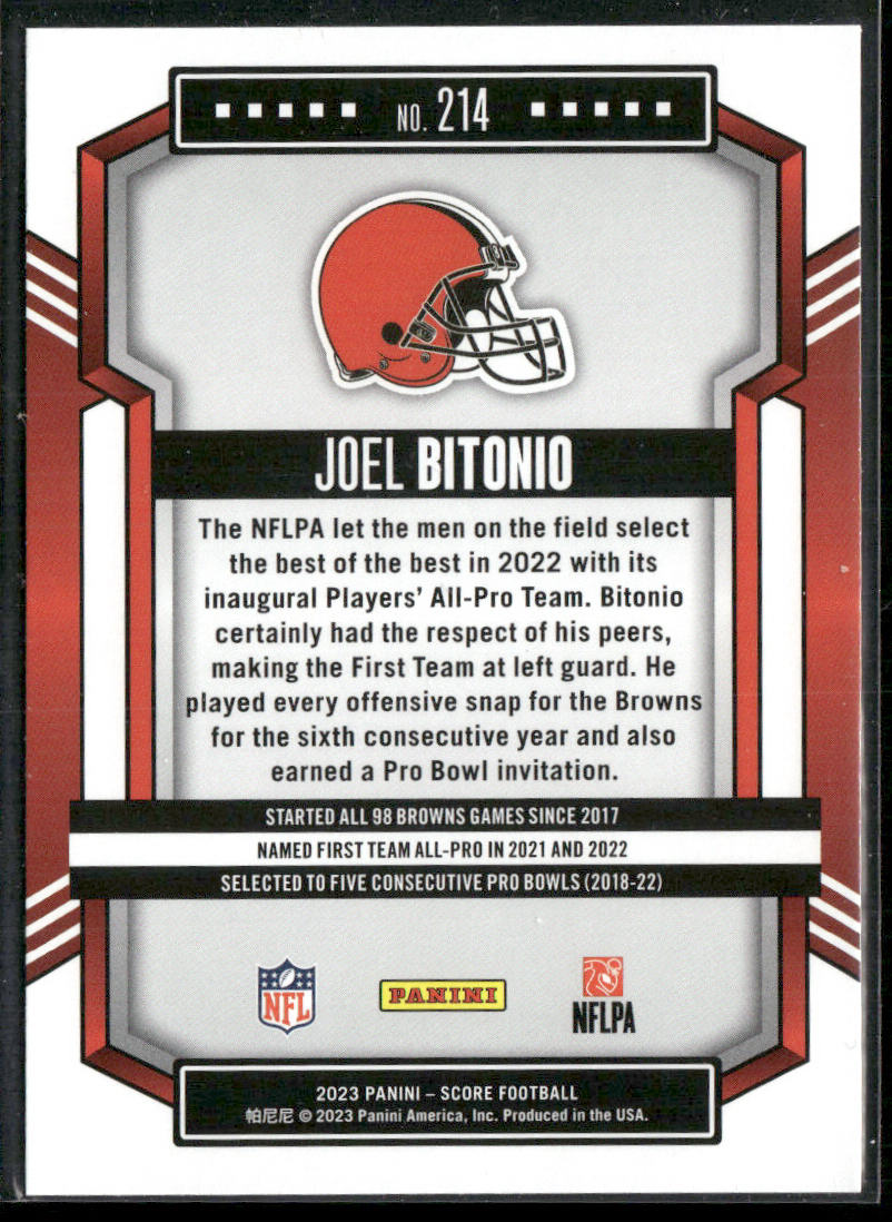 Joel Bitonio 2023 Score Red #214 Cleveland Browns