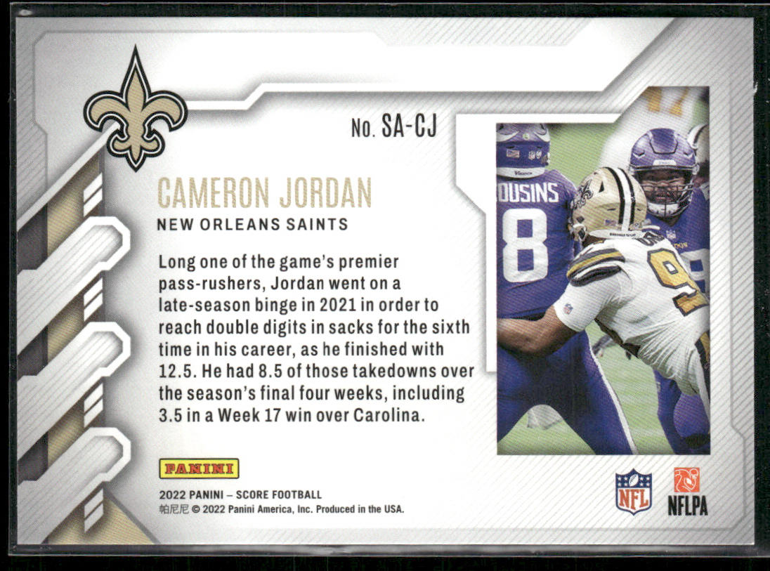 Cameron Jordan 2022 Score Sack Attack #SA-CJ New Orleans Saints