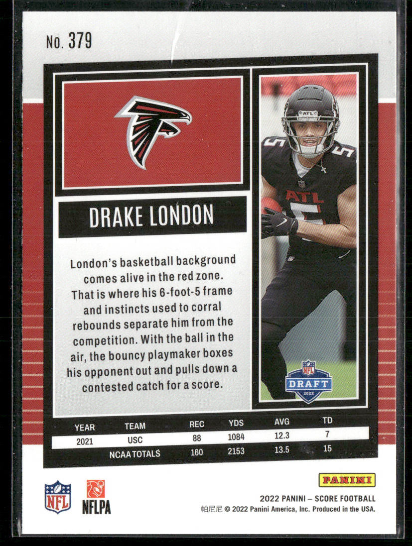 Drake London 2022 Score Gold #379 RC Atlanta Falcons