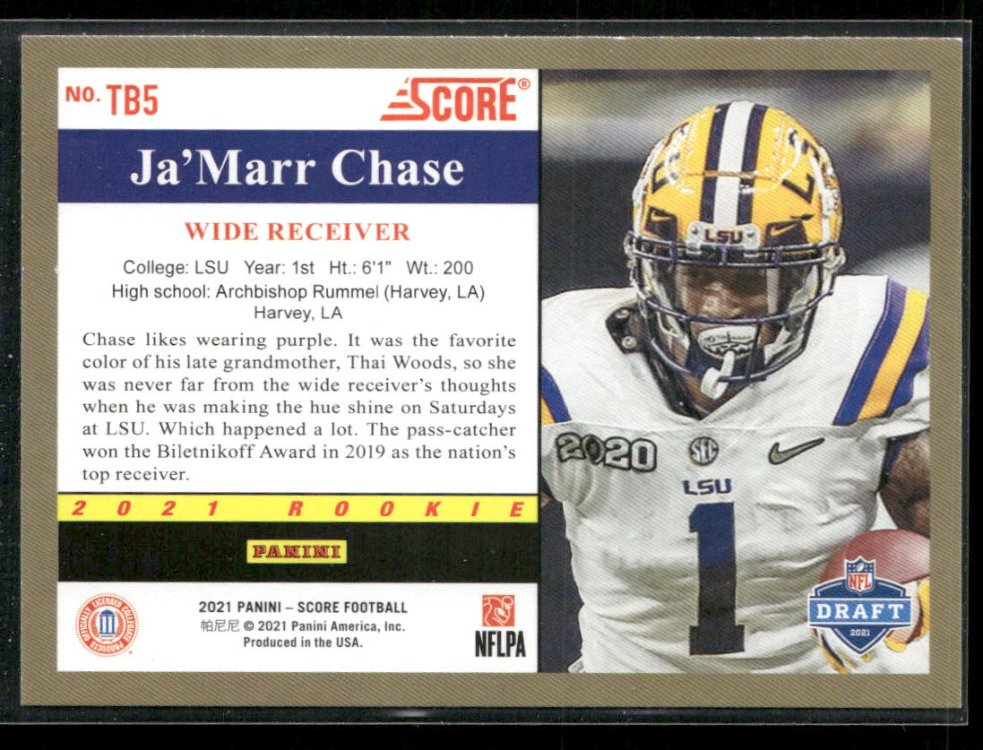 Ja'Marr Chase 2021 Score 1991 Throwback #TB5 LSU Tigers