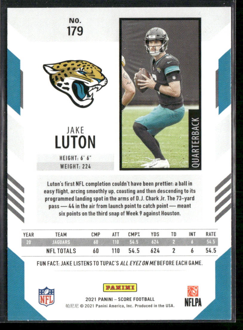 Jake Luton 2021 Score Red #179 Jacksonville Jaguars