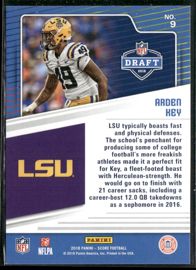 Arden Key 2018 Score NFL Draft #9 LSU Tigers