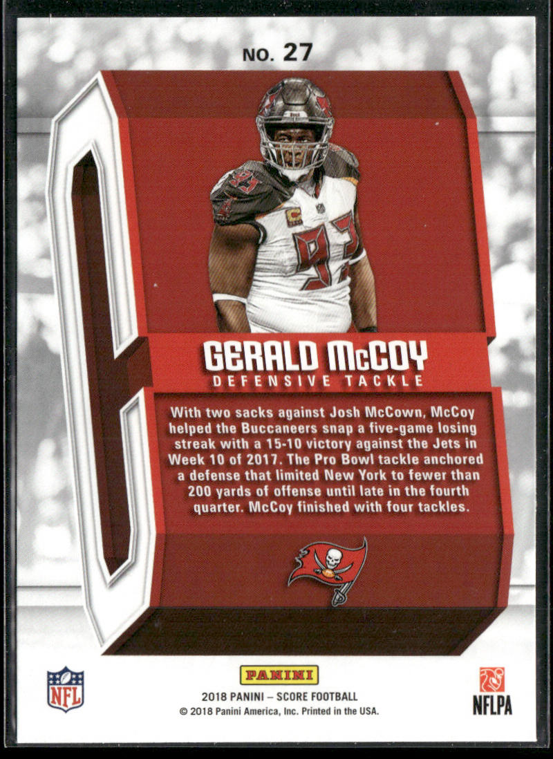 Gerald McCoy 2018 Score Captains #27 Tampa Bay Buccaneers