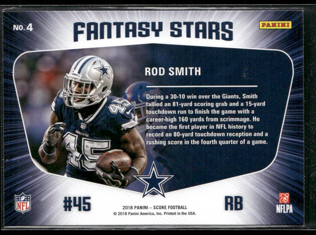 Rod Smith 2018 Score Fantasy Stars #4 Dallas Cowboys