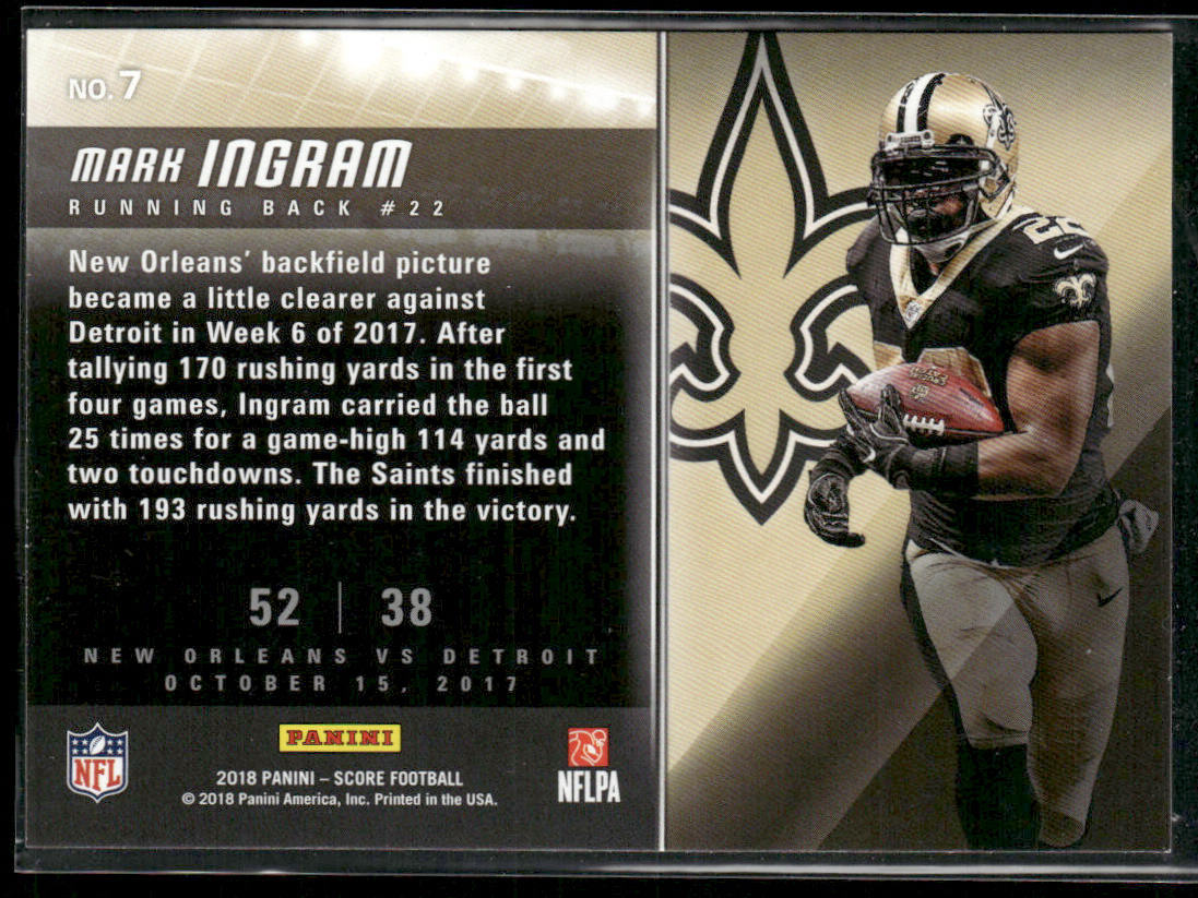 Mark Ingram 2018 Score Scoreboard #7 New Orleans Saints