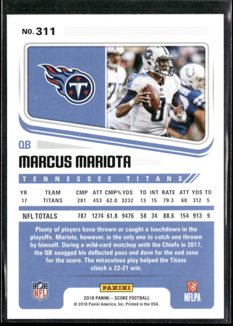 Marcus Mariota 2018 Score Red #311 Tennessee Titans