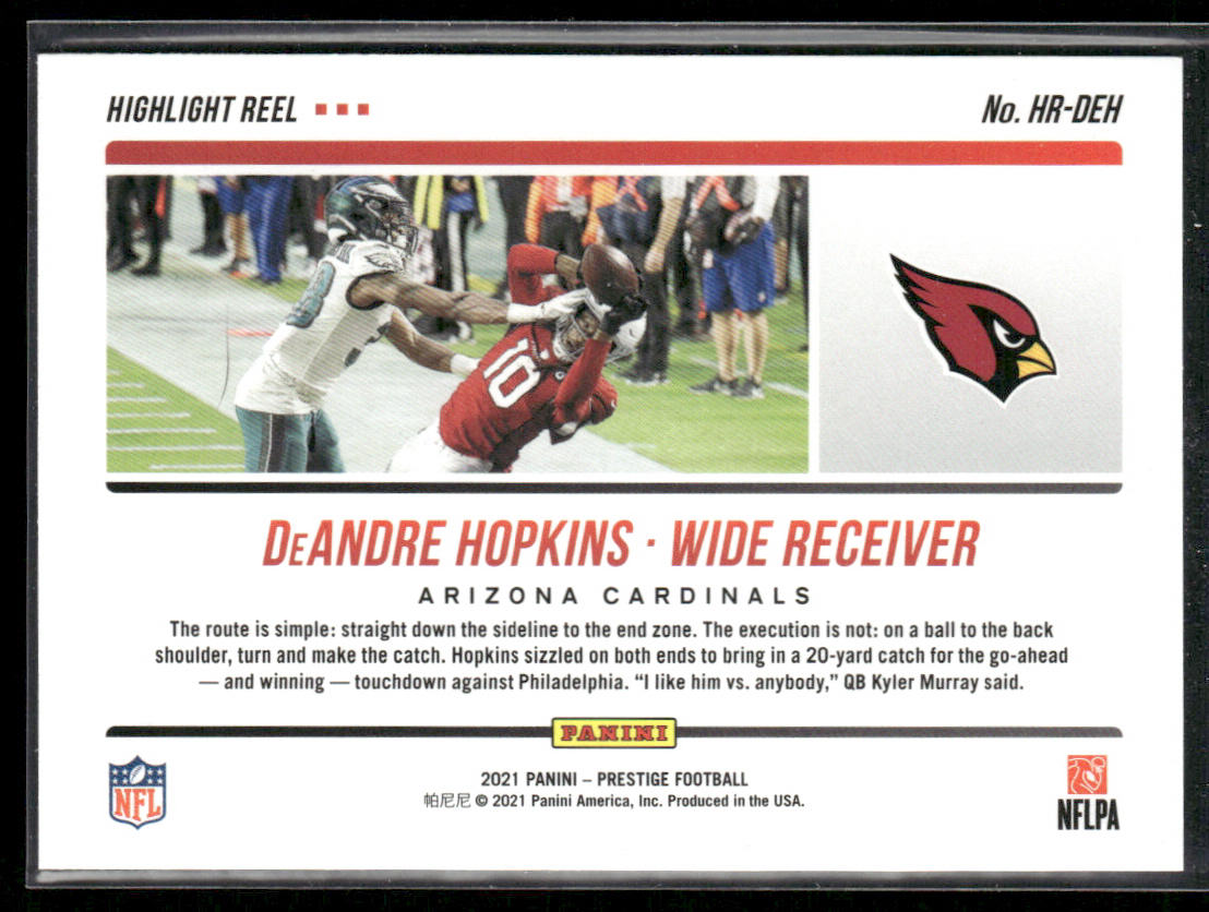 DeAndre Hopkins 2021 Panini Prestige Highlight Reel #HR-DEH Arizona Cardinals