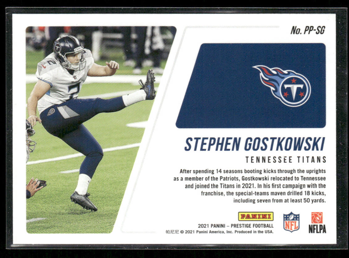 Stephen Gostkowski 2021 Panini Prestige Prestigious Pros #PP-SG Tennessee Titans