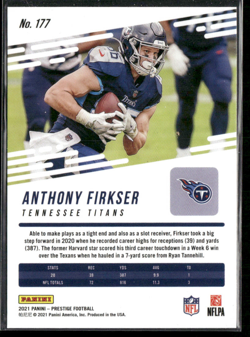Anthony Firkser 2021 Panini Prestige Xtra Points Astral #177 Tennessee Titans