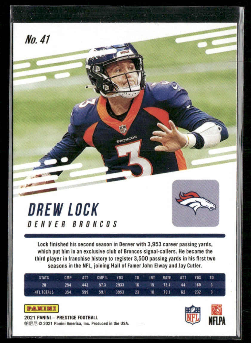 Drew Lock 2021 Panini Prestige Xtra Points Astral #41 Denver Broncos