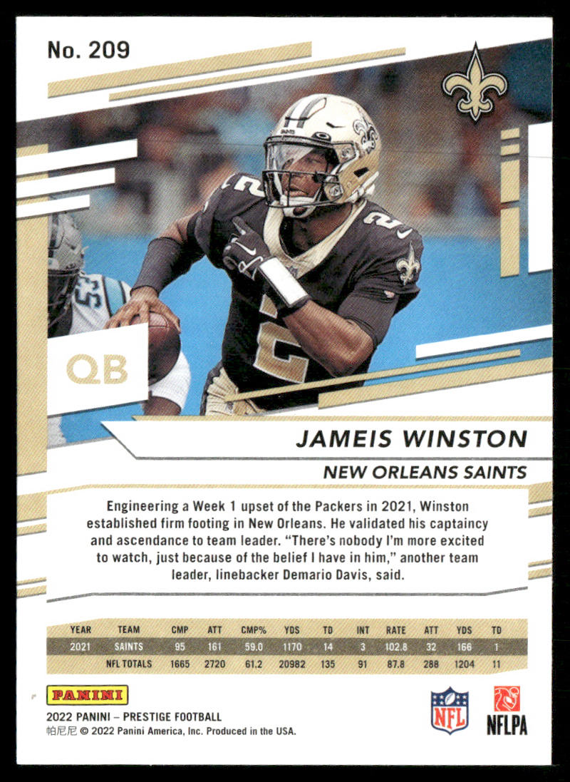 Jameis Winston 2022 Panini Prestige #209 New Orleans Saints