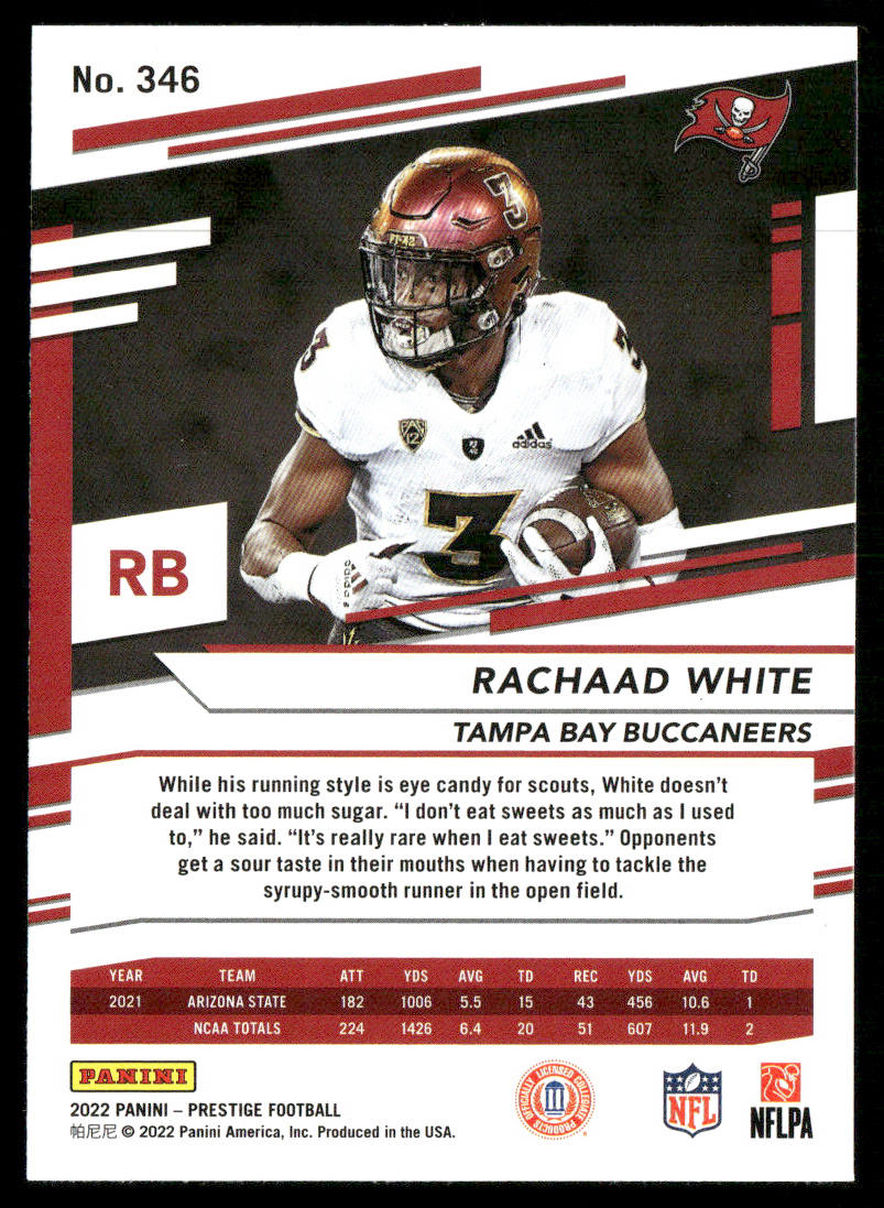 Rachaad White 2022 Panini Prestige #346 RC Tampa Bay Buccaneers