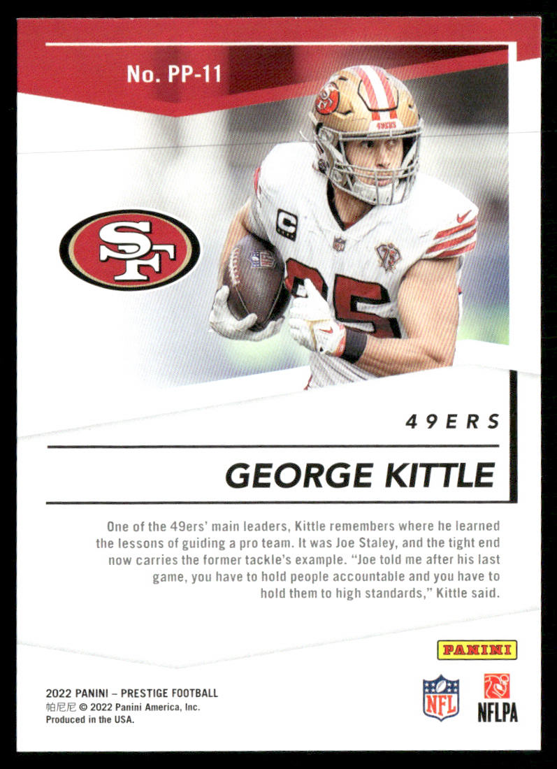 George Kittle 2022 Panini Prestige Prestigious Pros #PP-11 San Francisco 49ers