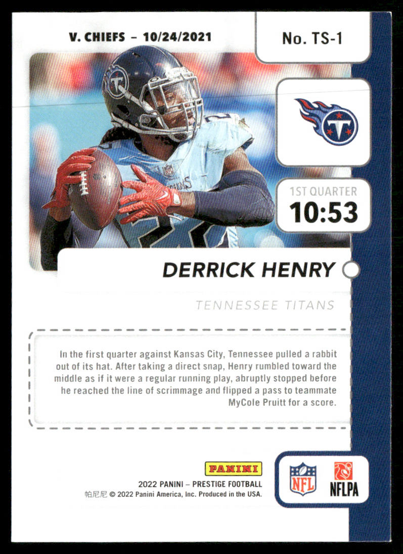 Derrick Henry 2022 Panini Prestige Time Stamped #TS-1 Tennessee Titans