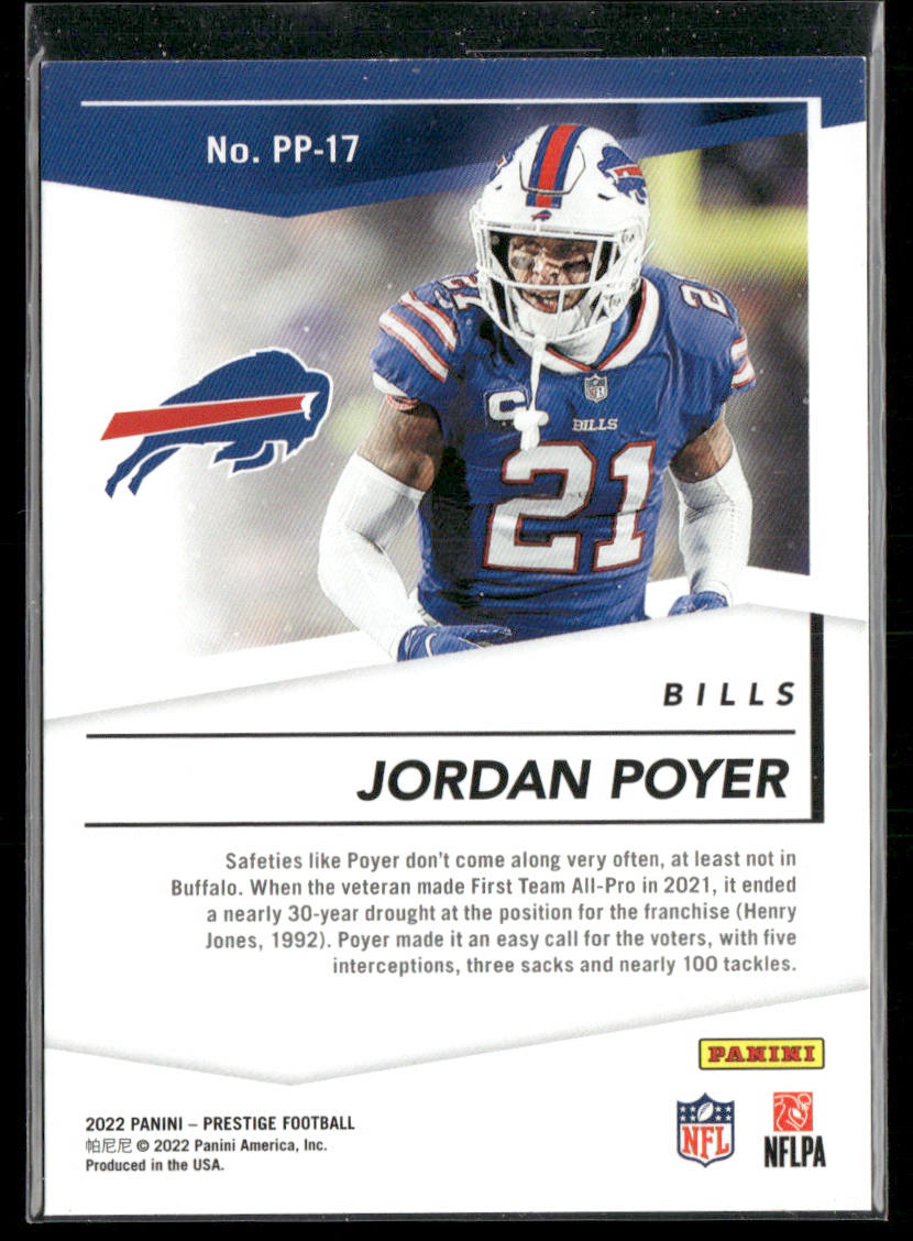 Jordan Poyer 2022 Panini Prestige Prestigious Pros #PP-17 Buffalo Bills