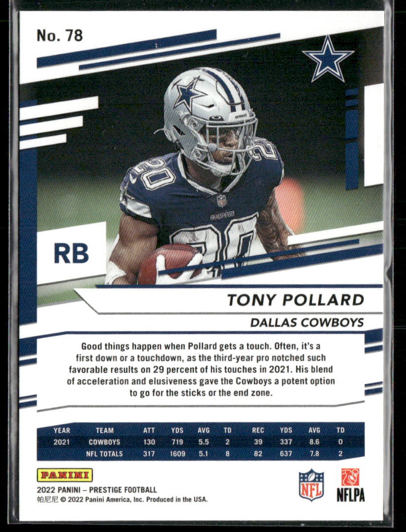 Tony Pollard 2022 Panini Prestige Xtra Points Sunburst #78 Dallas Cowboys