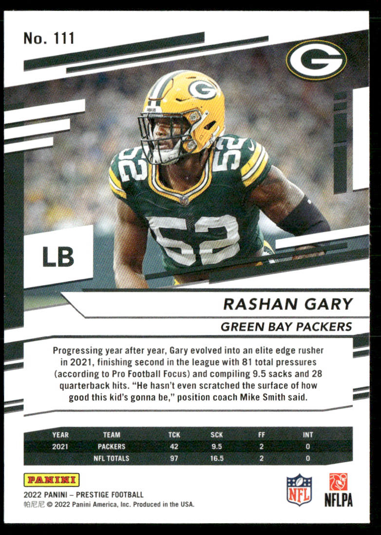 Rashan Gary 2022 Panini Prestige #111 Green Bay Packers