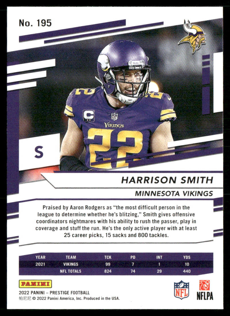 Harrison Smith 2022 Panini Prestige #195 Minnesota Vikings