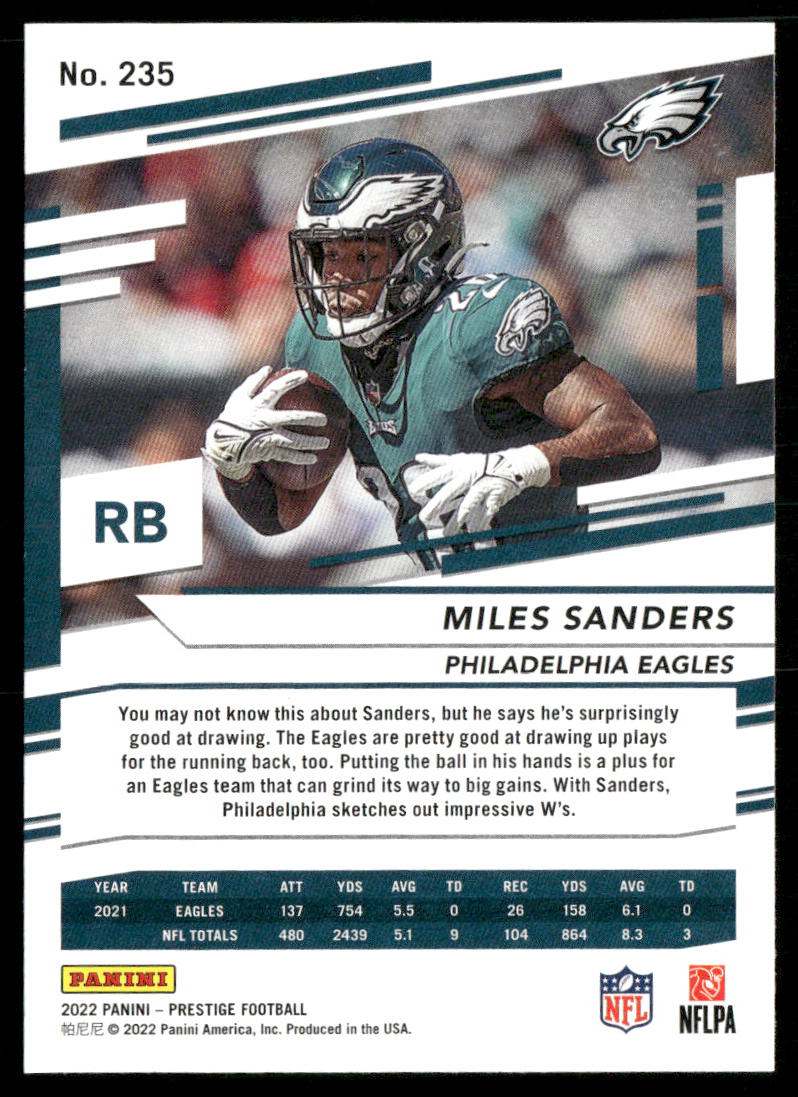 Miles Sanders 2022 Panini Prestige #235 Philadelphia Eagles