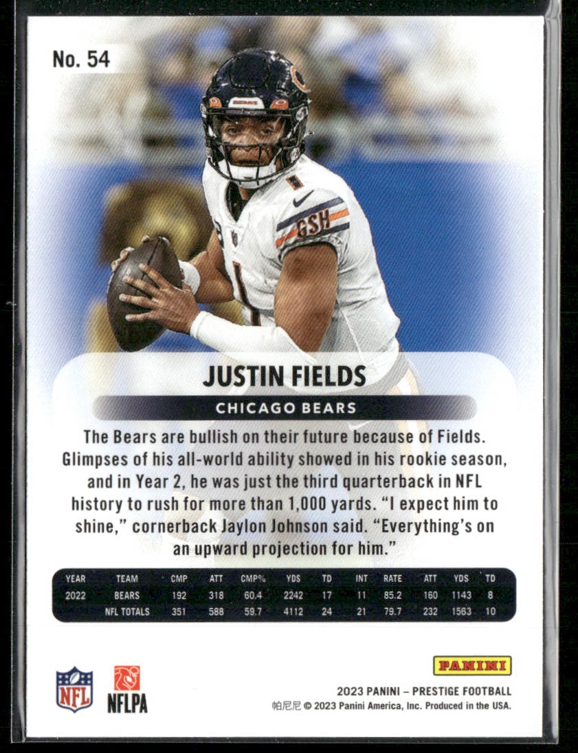 Justin Fields 2023 Panini Prestige Xtra Points Diamond #54 Chicago Bears