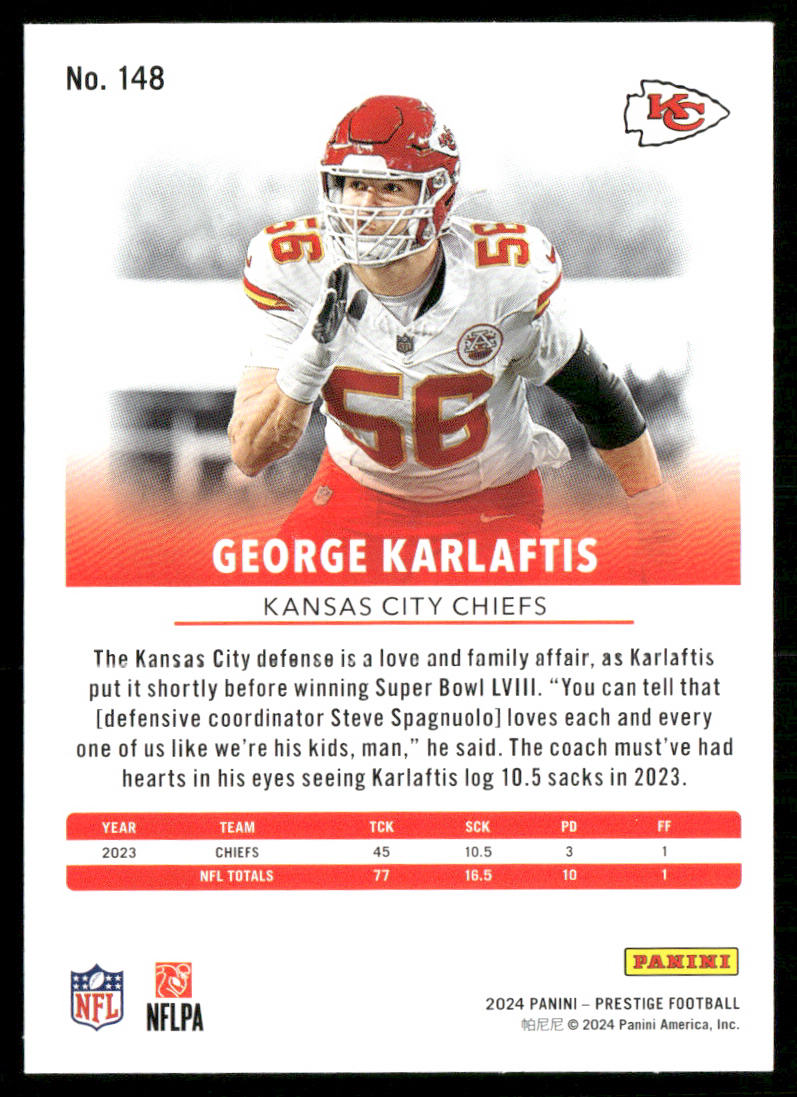 George Karlaftis 2024 Panini Prestige #148 Kansas City Chiefs