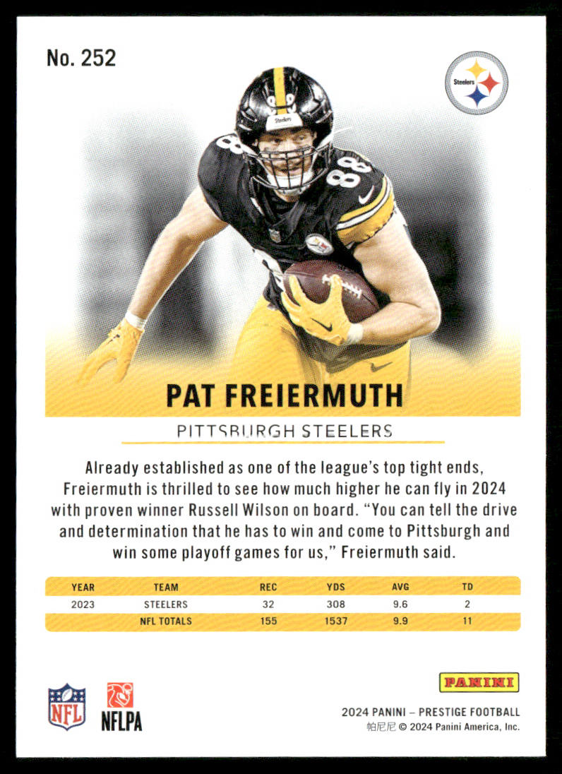 Pat Freiermuth 2024 Panini Prestige #252 Pittsburgh Steelers
