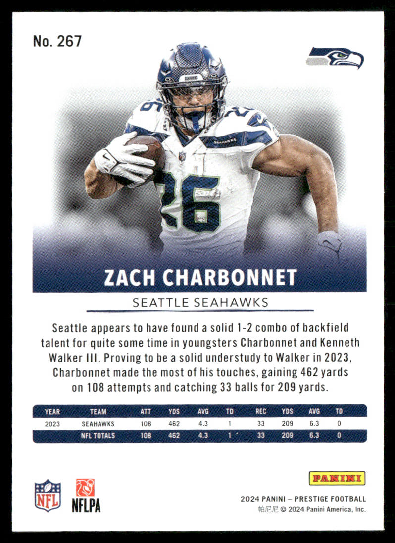 Zach Charbonnet 2024 Panini Prestige #267 Seattle Seahawks