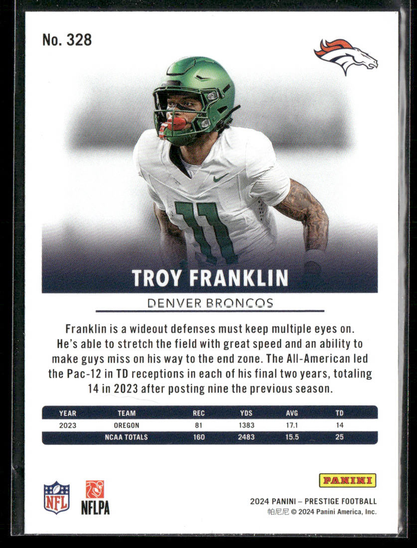 Troy Franklin 2024 Panini Prestige #328 RC Denver Broncos