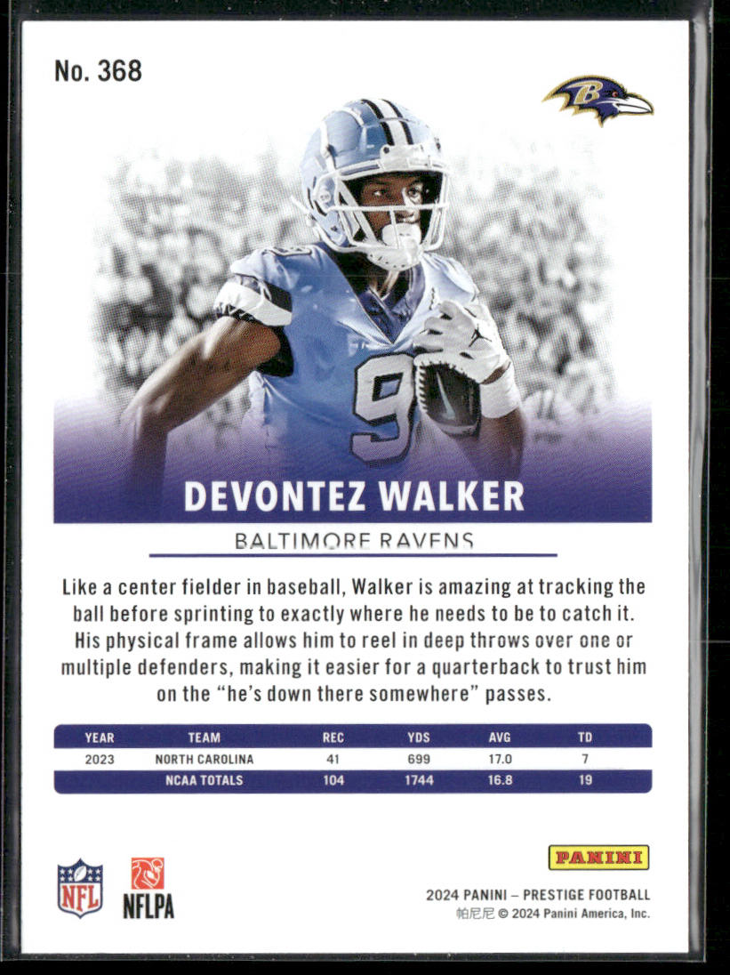 Devontez Walker 2024 Panini Prestige #368 RC Baltimore Ravens