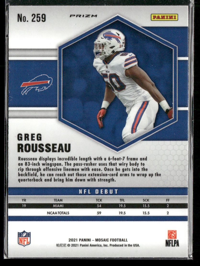 Greg Rousseau 2021 Panini Mosaic Prizm Camo Pink #259 Buffalo Bills