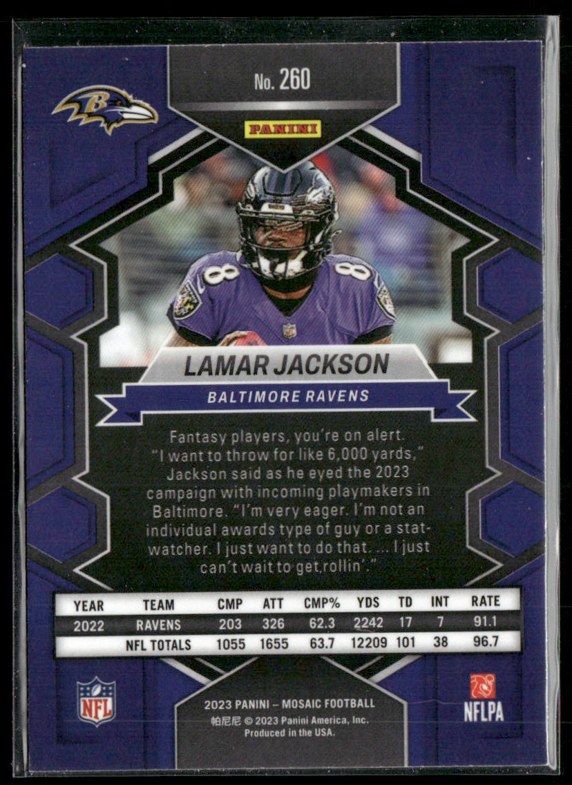 Lamar Jackson 2023 Panini Mosaic #260 Baltimore Ravens