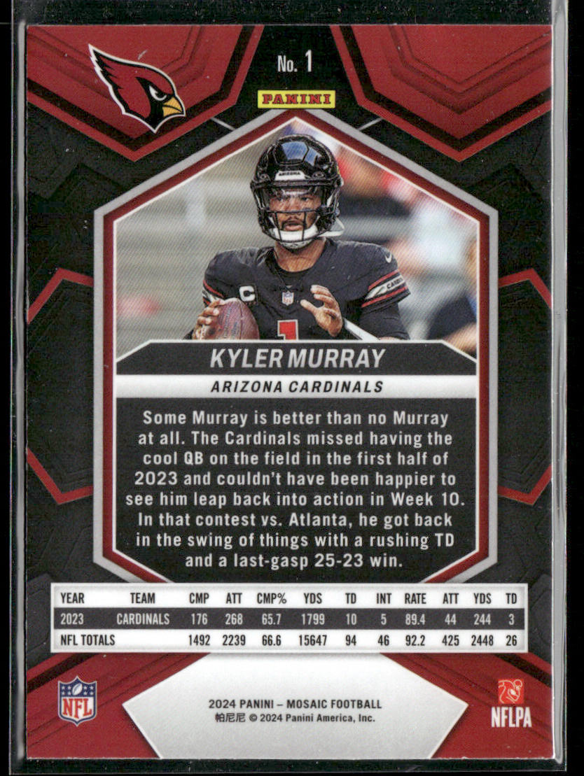 Kyler Murray 2024 Panini Mosaic #1 Arizona Cardinals