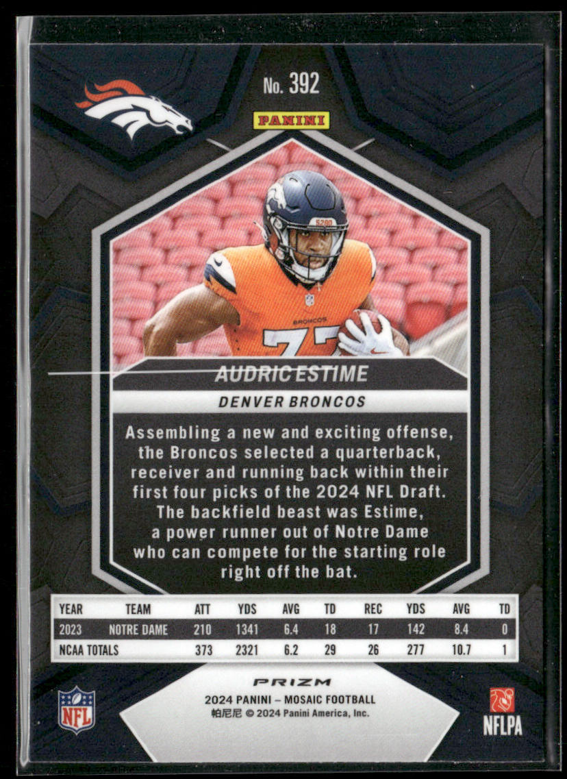Audric Estime 2024 Panini Mosaic Mosaic Camo Pink #392 Denver Broncos
