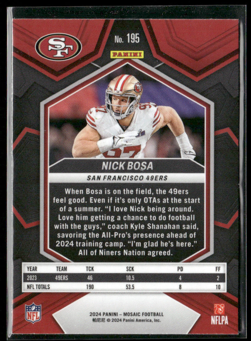 Nick Bosa 2024 Panini Mosaic #195 San Francisco 49ers