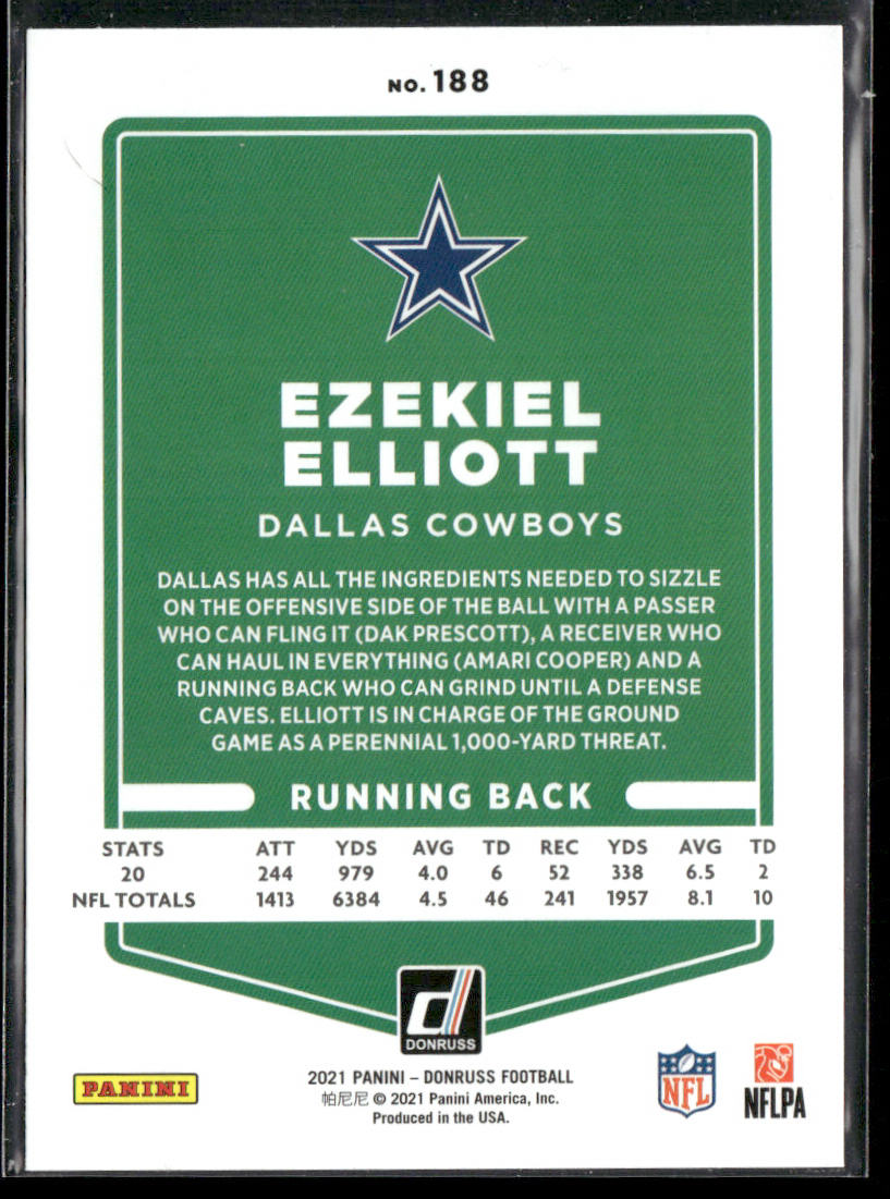 Ezekiel Elliott 2021 Donruss Press Proof Red #188 Dallas Cowboys