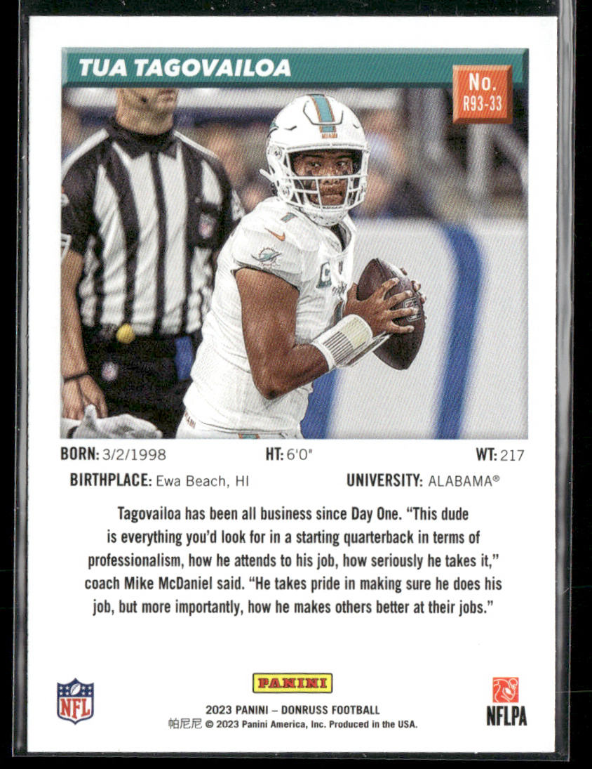 Tua Tagovailoa 2023 Donruss Retro 1993 #R93-33 Miami Dolphins
