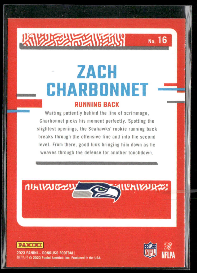 Zach Charbonnet 2023 Donruss The Rookies #16 Seattle Seahawks