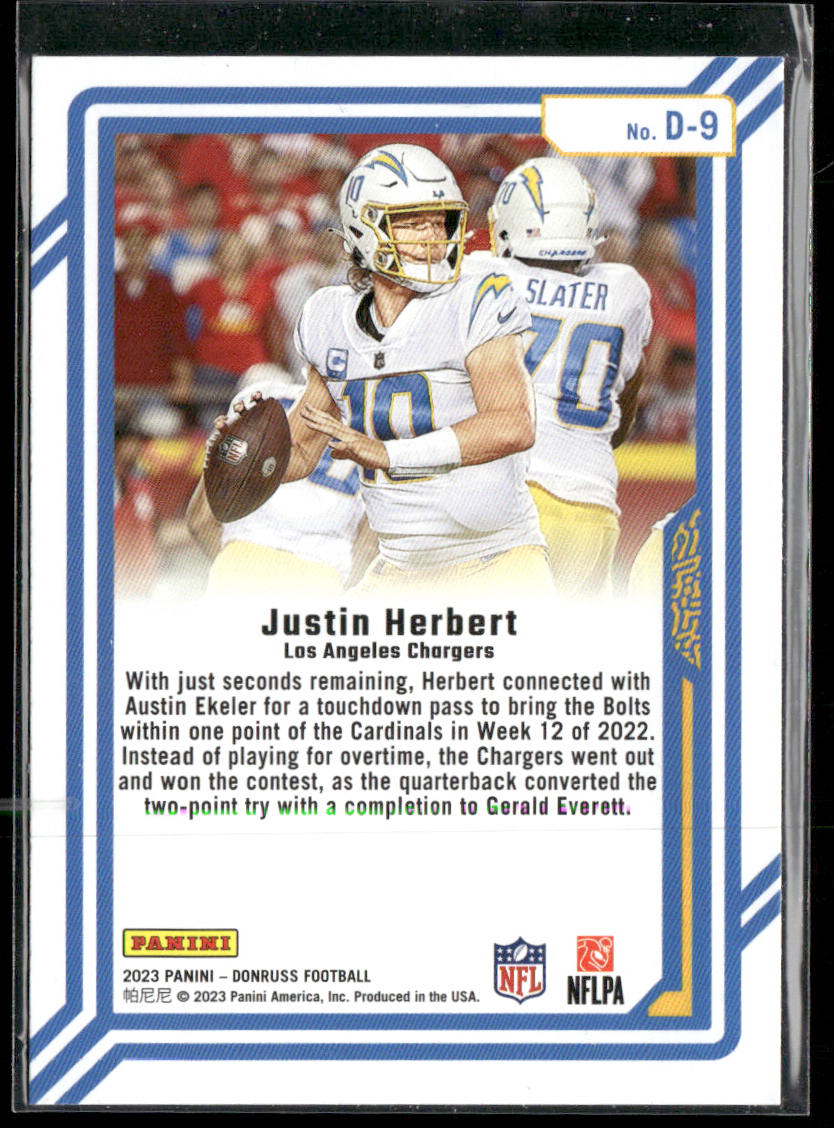 Justin Herbert 2023 Donruss Dominators #D-9 Los Angeles Chargers