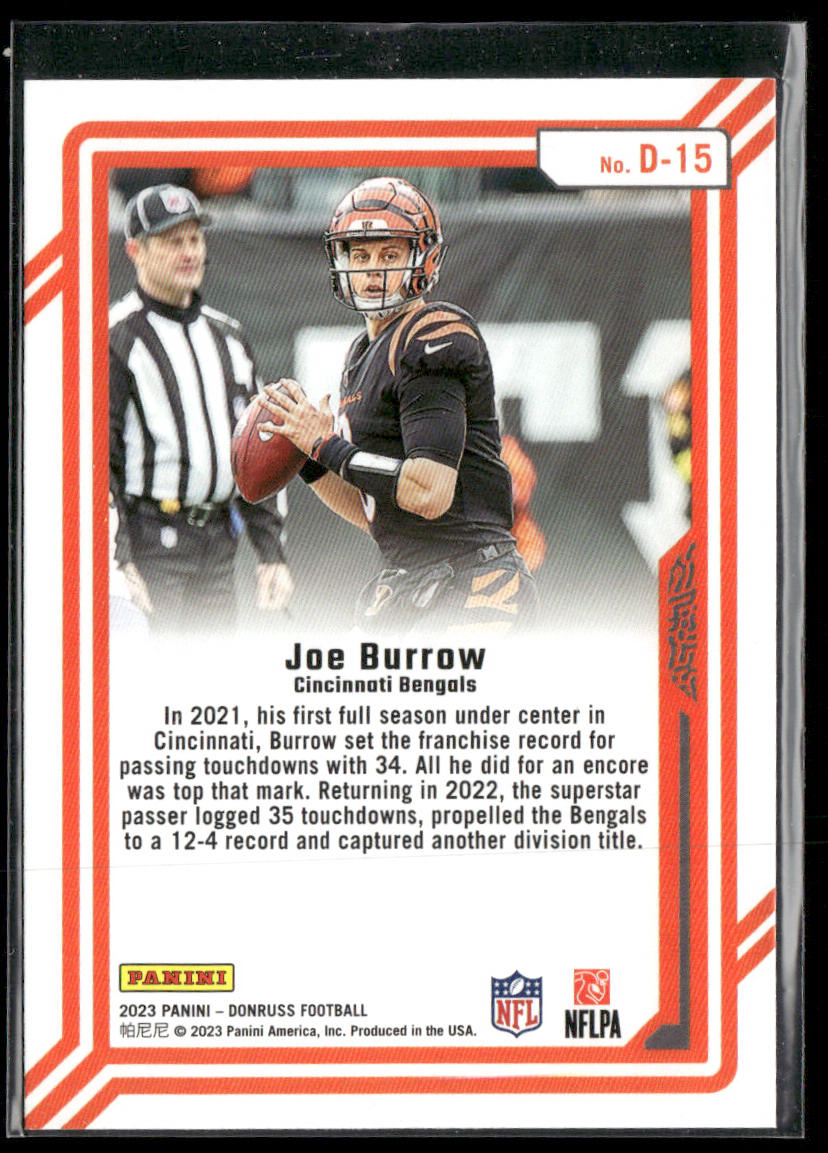 Joe Burrow 2023 Donruss Dominators #D-15 Cincinnati Bengals