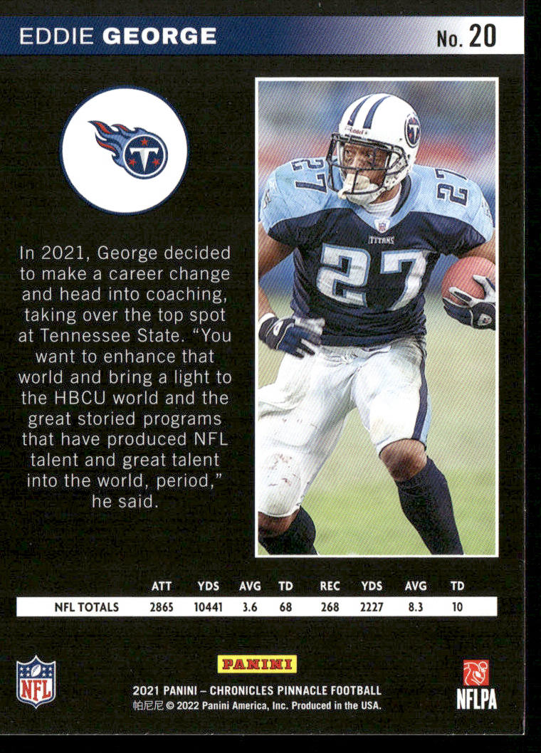 Eddie George 2021 Panini Chronicles Pinnacle #20 Tennessee Titans