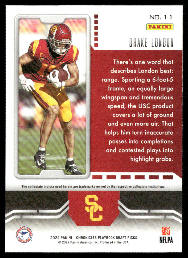 Drake London 2022 Panini Chronicles Draft Picks Playbook #11 USC Trojans