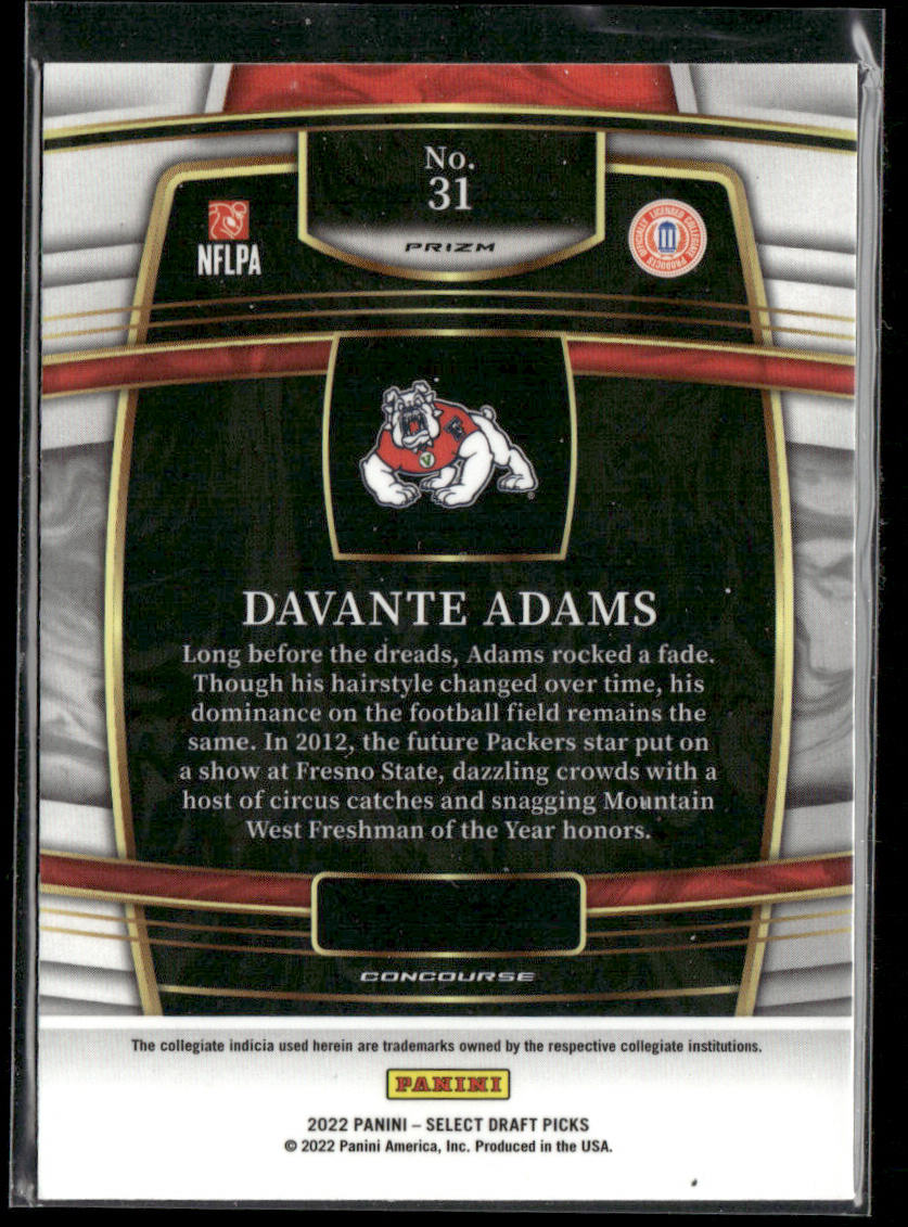 Davante Adams 2022 Panini Select Draft Picks Silver Prizm #31 Bulldogs