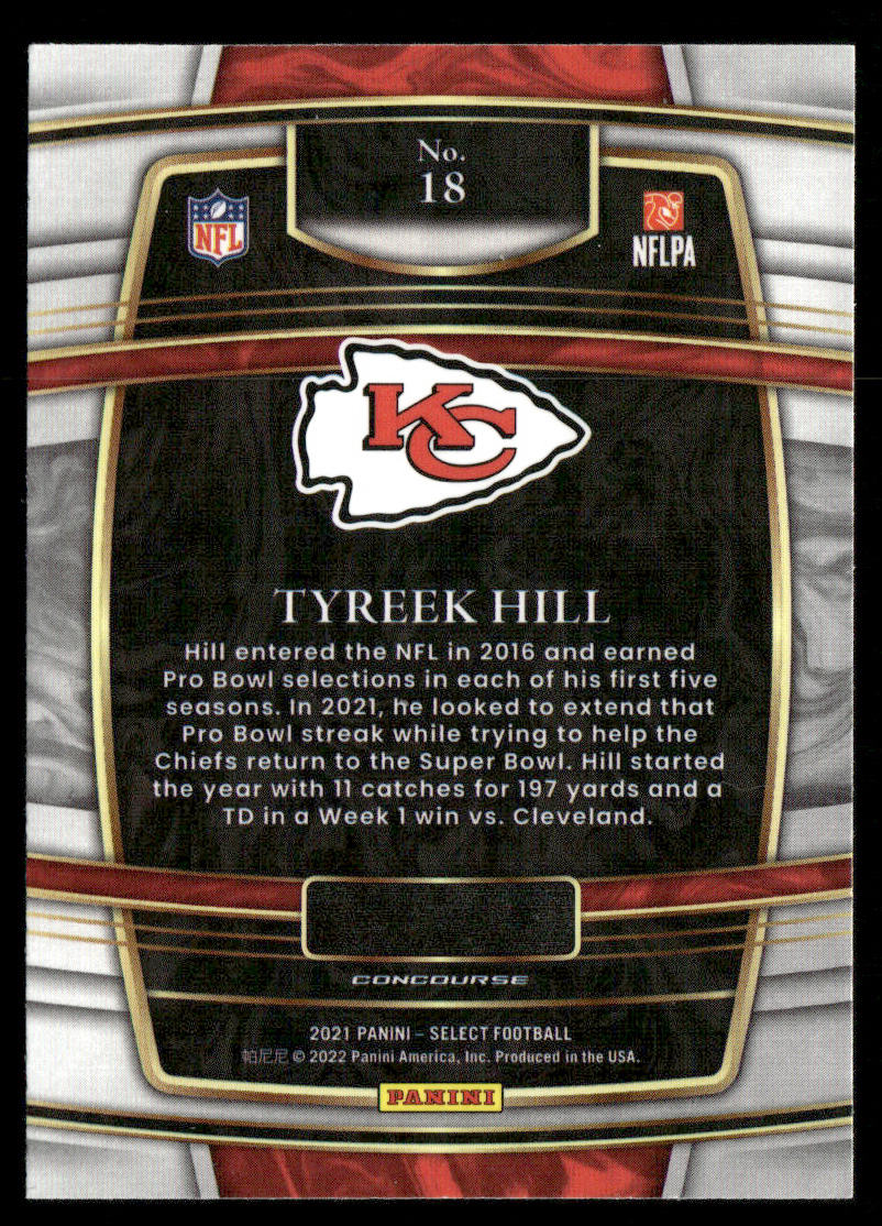 Tyreek Hill 2021 Panini Select #18 Kansas City Chiefs